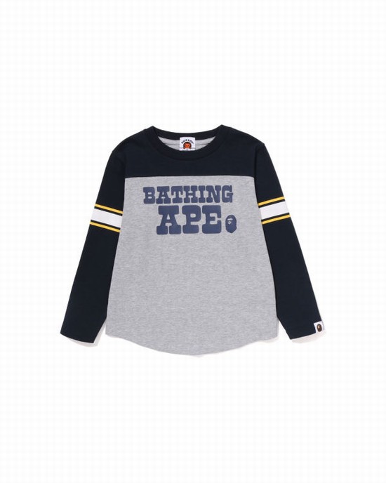 Camiseta Bape Bathing Ape Football L/S Niños Gris | YJWIO-7392