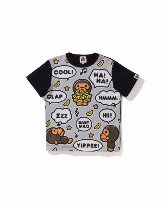 Camiseta Bape Big Milo Speech Balloon Niños Negras | WFCPN-6593