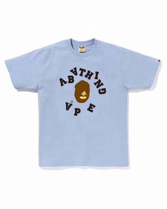 Camiseta Bape Broken College Hombre Azules | ZHTGW-3459