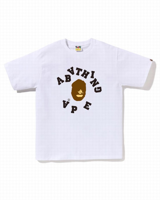 Camiseta Bape Broken College Hombre Blancas | MHKYF-6210