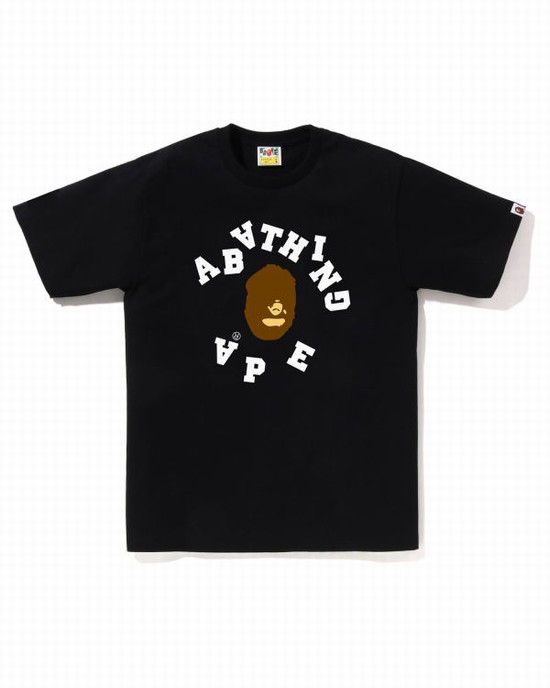 Camiseta Bape Broken College Hombre Negras | ABHIN-7638