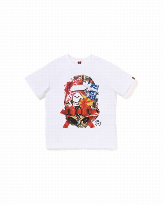 Camiseta Bape Christmas Ape Head Niños Blancas | WLMNI-0631