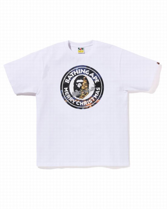 Camiseta Bape Christmas Busy With Trabajo Hombre Blancas | YZOVS-3580