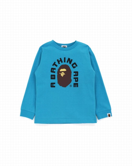 Camiseta Bape College 2020 Niños Azules | KFNVQ-7580