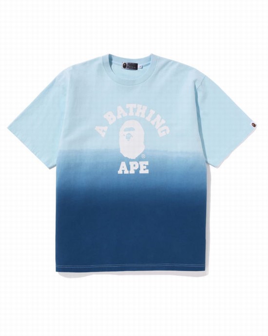 Camiseta Bape College Gradation Relaxed Fit Hombre Azules | OASTB-5143