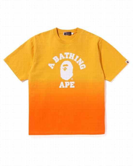 Camiseta Bape College Gradation Relaxed Fit Hombre Naranjas | YBIMJ-0325