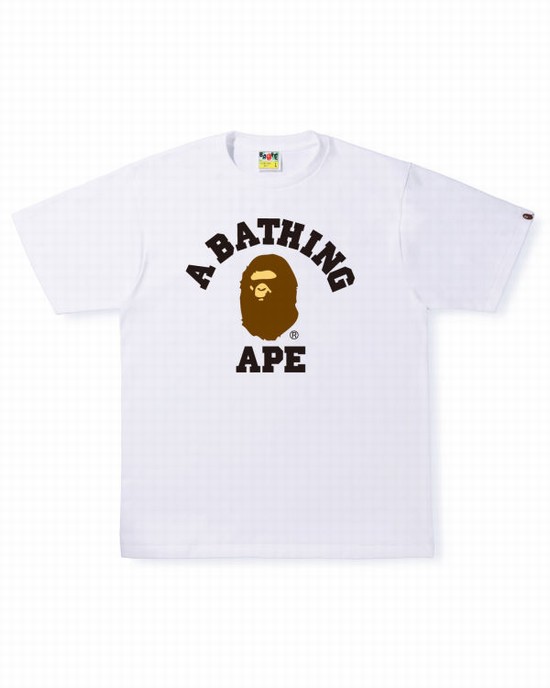 Camiseta Bape College Hombre Blancas | GHRTY-0523