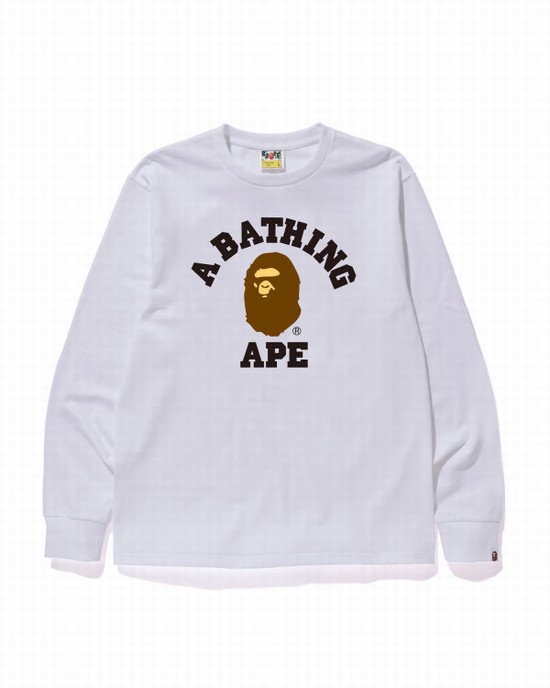 Camiseta Bape College Hombre Blancas | XHKSY-3785