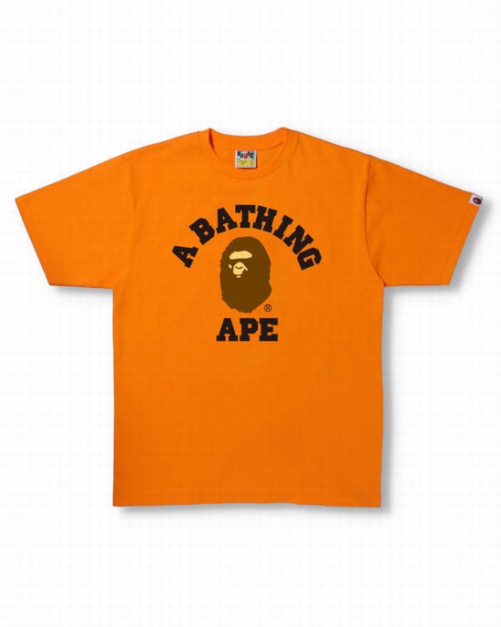 Camiseta Bape College Hombre Naranjas | BAKIP-6803