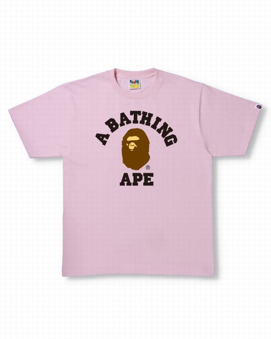 Camiseta Bape College Hombre Rosas | HWOGF-1056