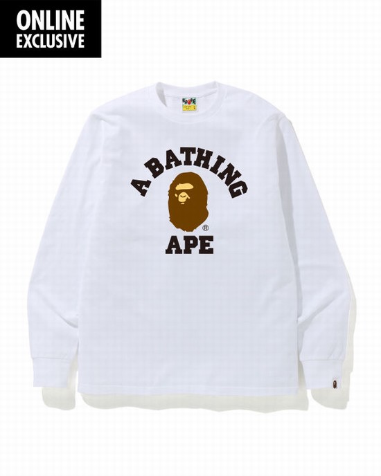 Camiseta Bape College logo Hombre Blancas | WHTUV-6715