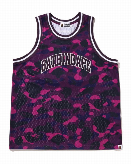 Camiseta Bape Color Camo Basketball Hombre Moradas | DFGLR-8915