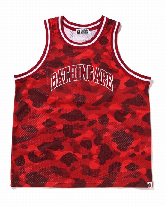 Camiseta Bape Color Camo Basketball Hombre Rojas | URIOS-3824