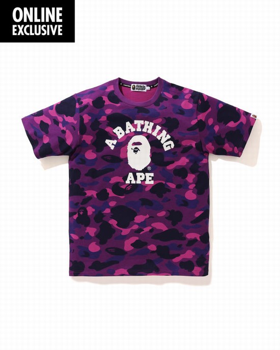 Camiseta Bape Color Camo College Hombre Moradas | MEDGR-0619