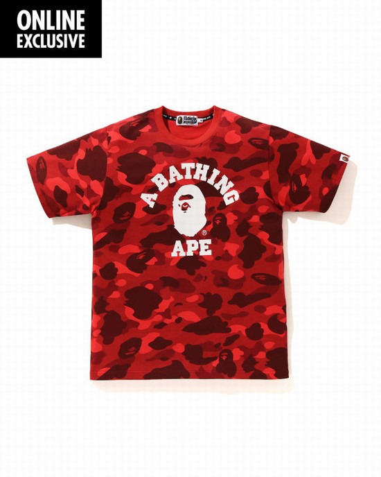 Camiseta Bape Color Camo College Hombre Rojas Claro | TGLFV-1837