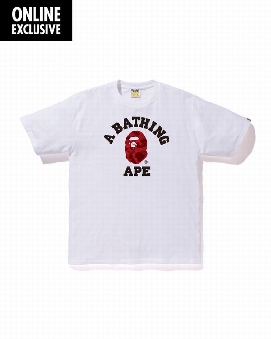 Camiseta Bape Color Camo College Hombre Rojas Oscuro | WLOJG-5813