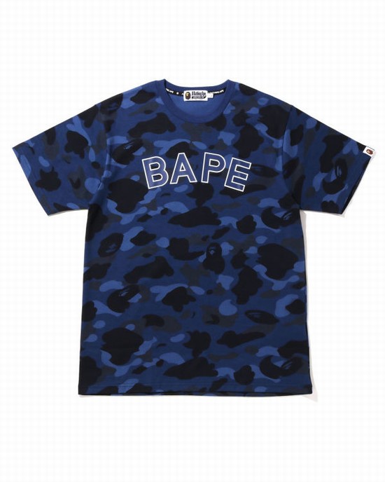 Camiseta Bape Color Camo Hombre Azul Marino Azules | IONDR-1365