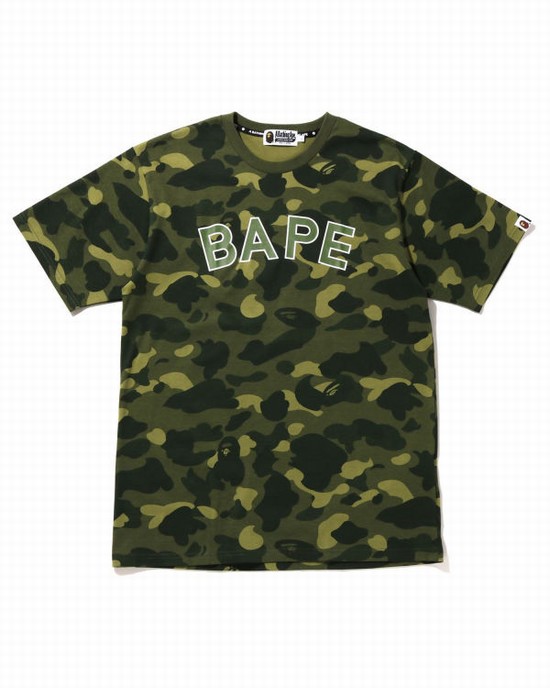 Camiseta Bape Color Camo Hombre Verde | DHTAF-7653