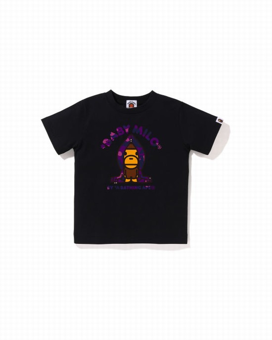 Camiseta Bape Color Camo Milo Niños Negras | XOLVM-1357