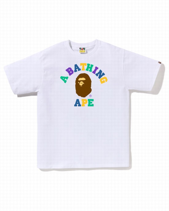 Camiseta Bape Colors College Hombre Blancas | MBDCT-4859