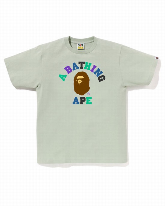 Camiseta Bape Colors College Hombre Verde | PSLBC-9486