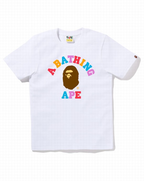 Camiseta Bape Colors College Mujer Blancas | FAUCL-0471