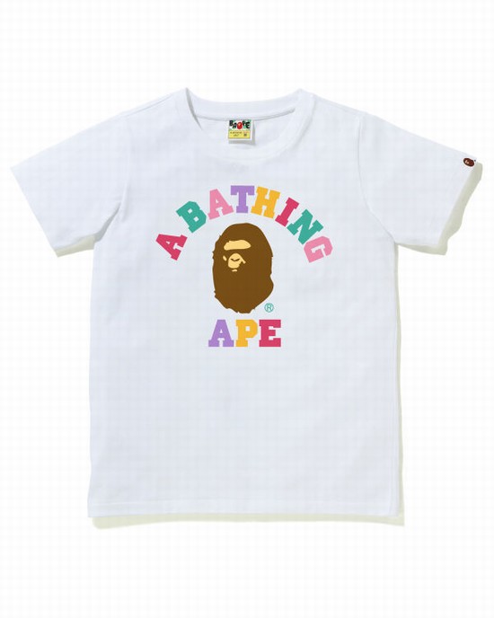 Camiseta Bape Colors College Mujer Blancas | RFMUL-2397