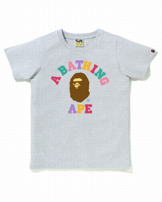 Camiseta Bape Colors College Mujer Gris | DQOAK-5387