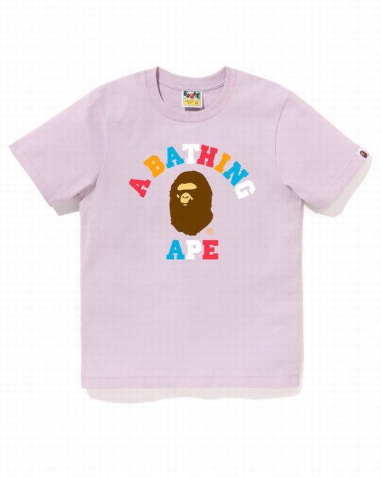 Camiseta Bape Colors College Mujer Moradas | YRVTO-7416