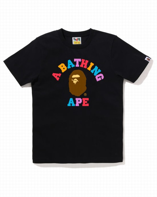 Camiseta Bape Colors College Mujer Negras | GVHXP-4890