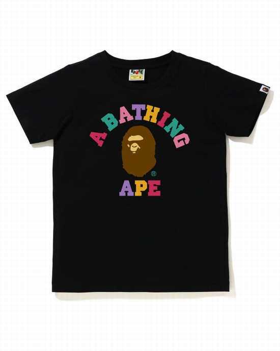 Camiseta Bape Colors College Mujer Negras | VYRFX-6843