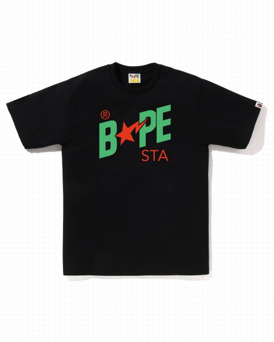 Camiseta Bape Colors STA Logo Hombre Negras | MXYHF-7658