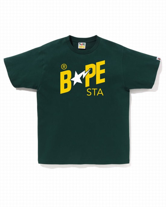 Camiseta Bape Colors STA Logo Hombre Verde Oscuro | WDIKG-9645