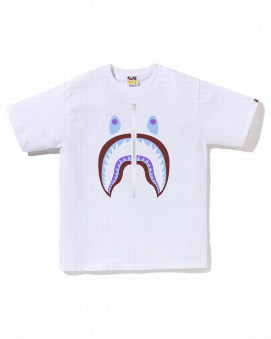 Camiseta Bape Colors Shark Hombre Blancas | ASXLM-6203