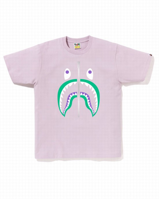 Camiseta Bape Colors Shark Hombre Moradas | JQLXC-1609