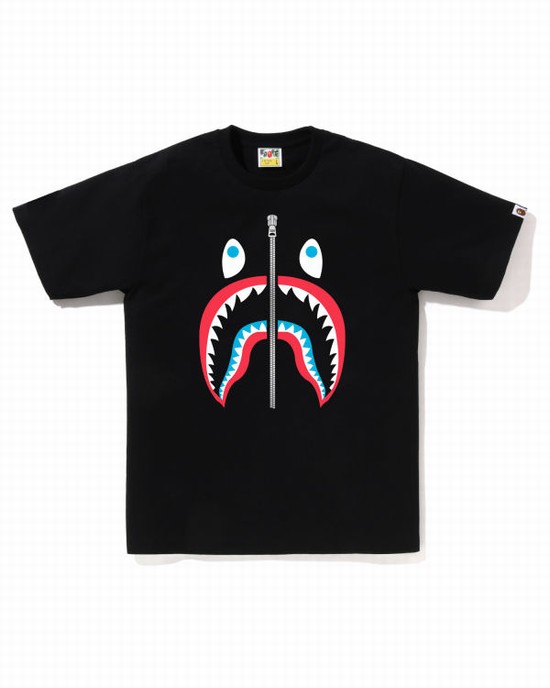 Camiseta Bape Colors Shark Hombre Negras | ISWTX-6809