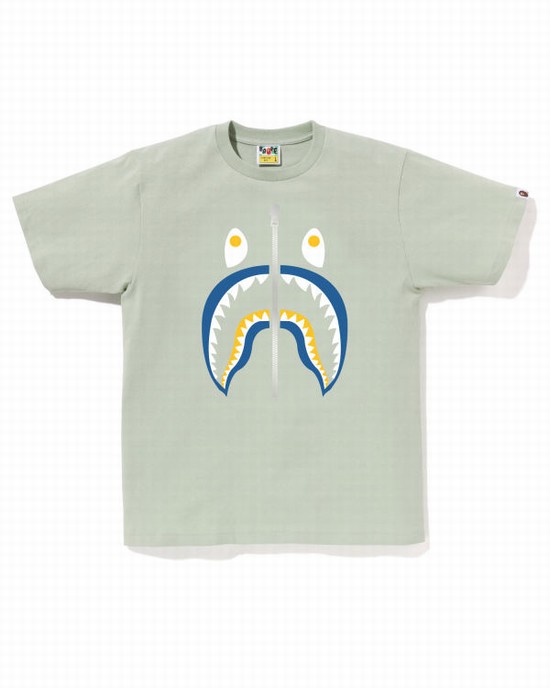 Camiseta Bape Colors Shark Hombre Verde | EHYKR-1398