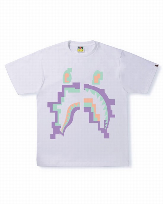 Camiseta Bape Digital Shark Hombre Blancas | GTHUP-3762