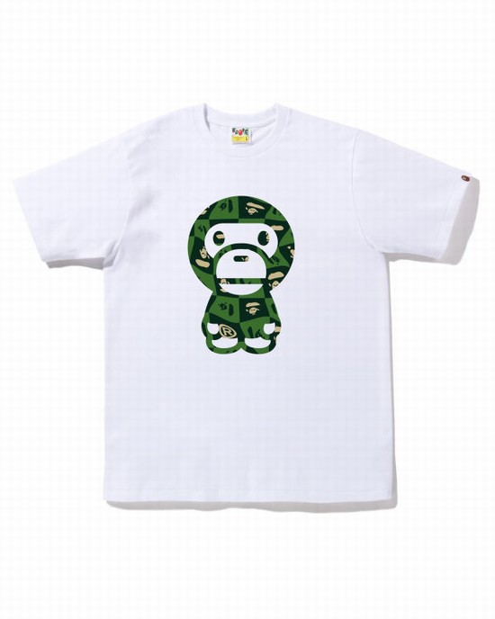 Camiseta Bape Distortion Big Milo Hombre Blancas | BYNRX-2395