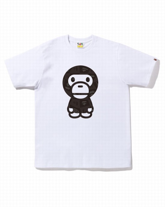 Camiseta Bape Distortion Big Milo Hombre Blancas | NOSAM-8914