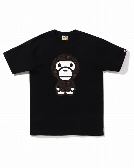 Camiseta Bape Distortion Big Milo Hombre Negras | VYICG-3516