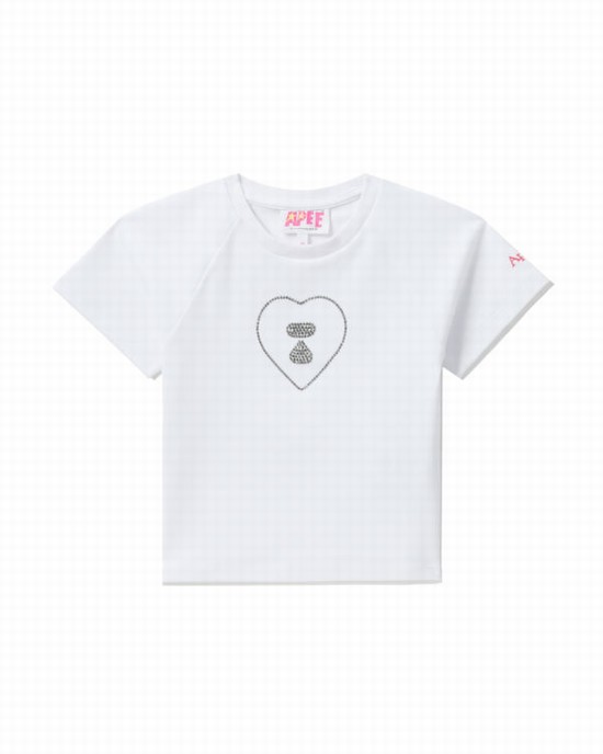 Camiseta Bape Estampadas crop #2 Mujer Blancas | YIOMC-5784