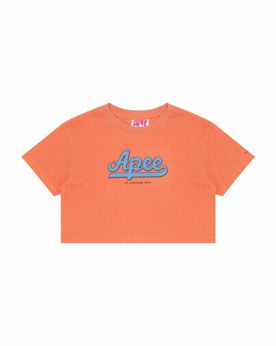 Camiseta Bape Estampadas cropped Mujer Naranjas | HVGMI-3206