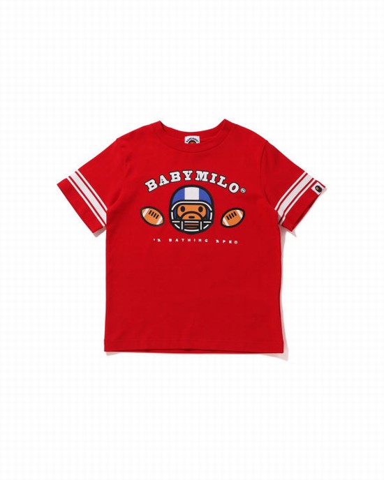 Camiseta Bape Football Milo Niños Rojas Claro | LXQAS-8410