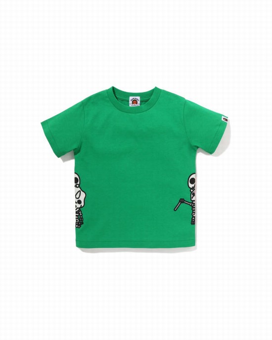 Camiseta Bape Glow In The Dark Bone Dinosaur Niños Verde Claro | RFMYQ-3498