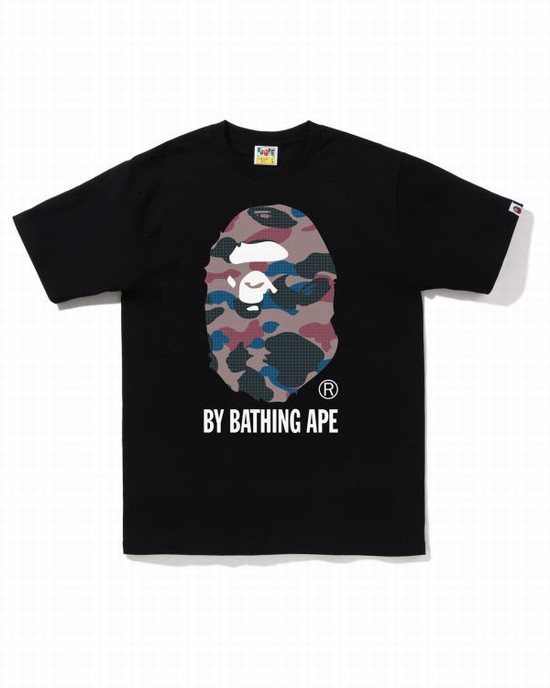 Camiseta Bape Grid Camo By Bathing Ape Hombre Negras | MOGHZ-0581