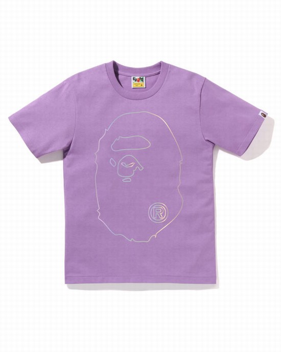 Camiseta Bape Hologram Big Ape Head Mujer Moradas | LJNXO-6352