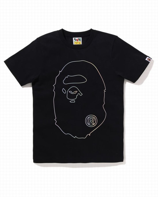 Camiseta Bape Hologram Big Ape Head Mujer Negras | OUQYL-7893