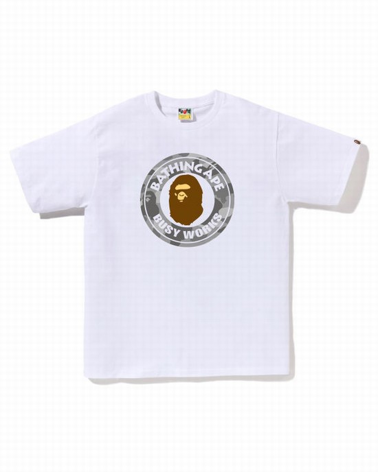 Camiseta Bape Honeycomb Camo Busy Works Hombre Blancas | NHVKA-4678