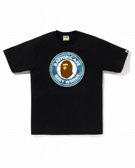 Camiseta Bape Honeycomb Camo Busy Works Hombre Negras | PXRAM-6781